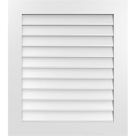 Ekena Millwork Vertical Surface Mount PVC Gable Vent: Non-Functional, w/3-1/2"W x 1"H, Standard Frame, 30"W x 34"H GVPVE30X3401SN